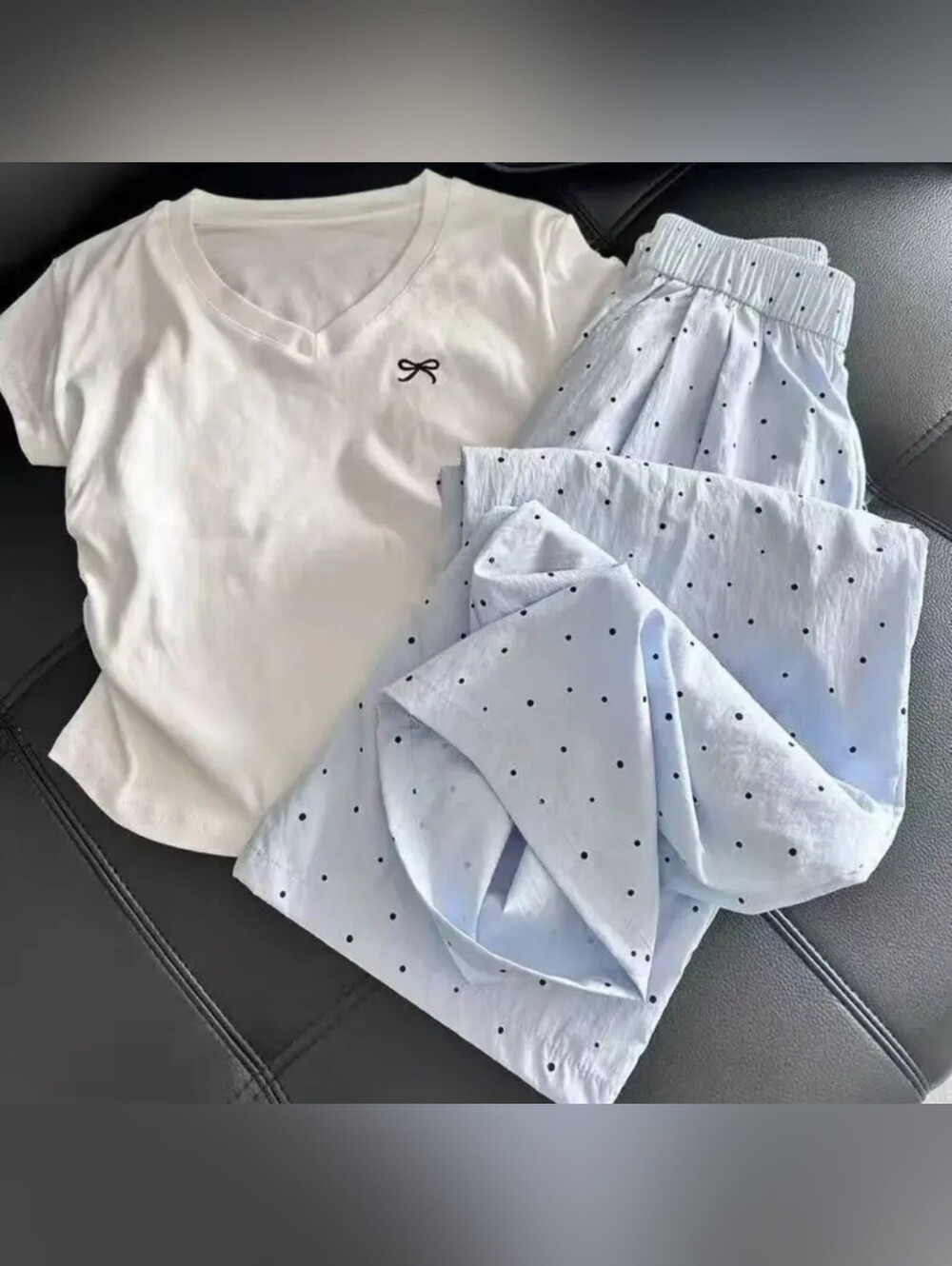☆ 2 Piece - Bow & Polka Dot PJ Set ☆